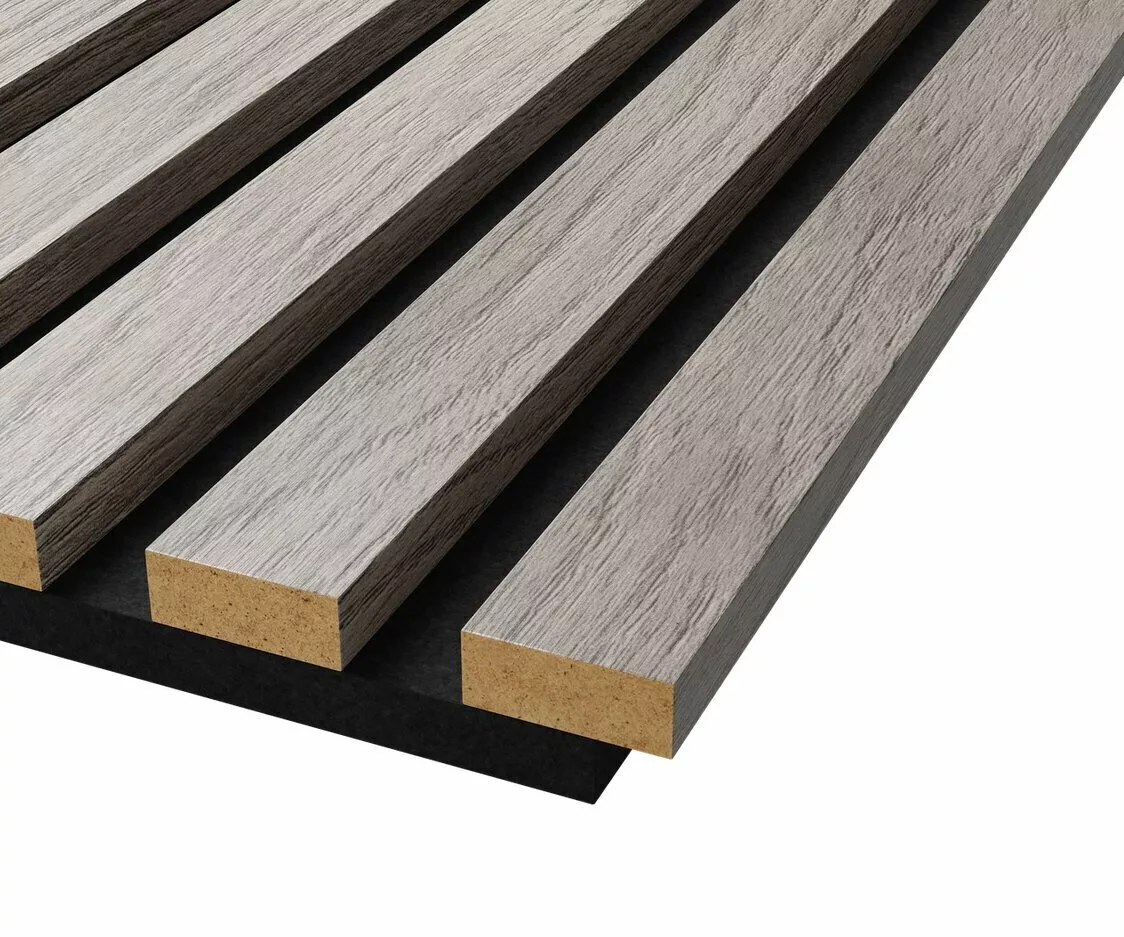 МДФ стеновая панель акустическая Cosca Decor Сканди Дуб Старинный Светло-серый черный войлок 1200×600×19 МДФ стеновая панель акустическая Cosca Decor Сканди Дуб Старинный Светло-серый черный войлок 1200×600×19